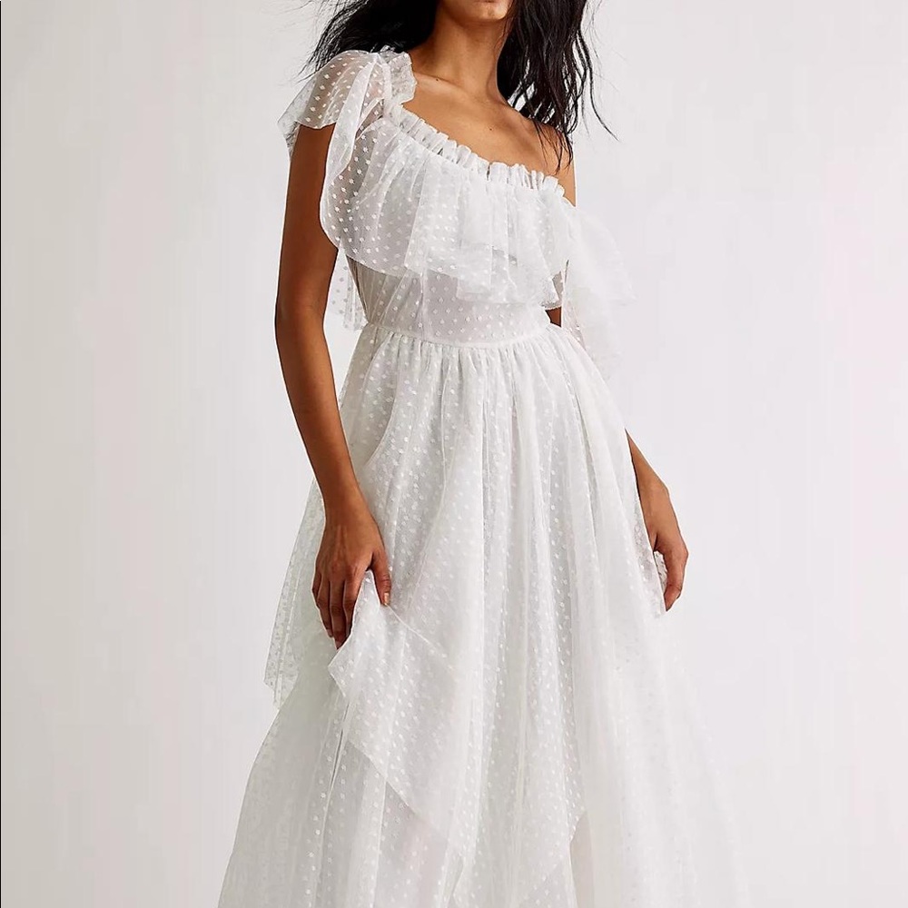 Princess Lace Wedding Maxi Drape Dress-White-Noni